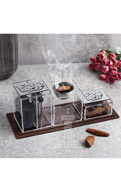 Story of candle Incense Burner Kit with Muroqi Oud, Lighter, Charcoal, and Tweezer