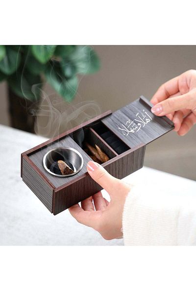Story of candle Elegant Wooden Incense Holder With 'welcome' Phrase