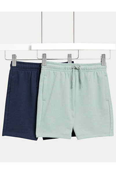 Marks & Spencer Saf Pamuk Karışımlı 2’li Şort Seti (2–8 Yaş)