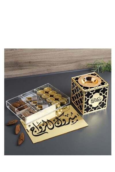 Story of candle مبخرة بخور مع صندوق ,لوازم التبخير والمسك الفاخر،بعبارة"مبروك...