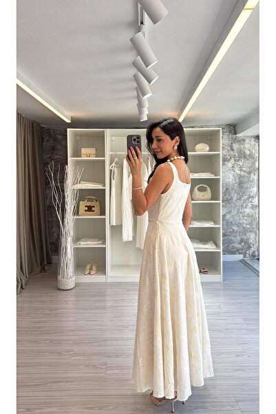 LUUNA STORE ÇİÇEK NAKIŞLI MAXİ ELBİSE