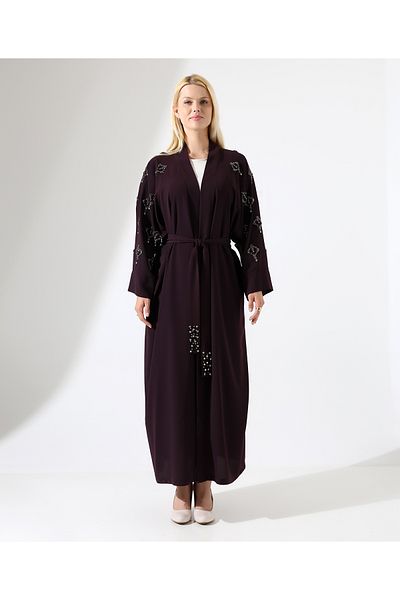 Fi'l Arz Fashion Crepe Stone Embroidery Long Abaya