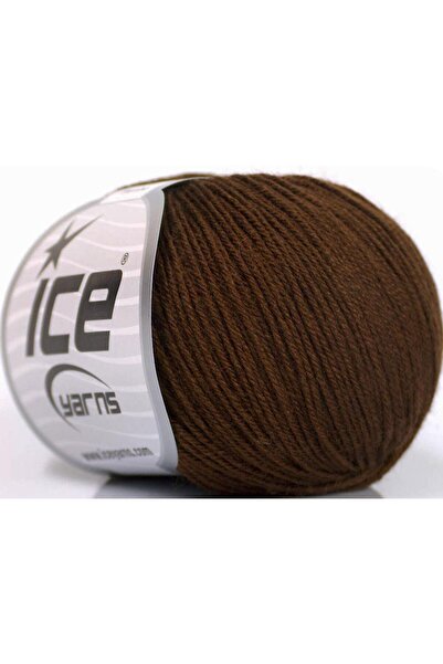 Ice yarns 6×50 جرام. أكريليك بيبي ميرينو، صوف ميرينو بني داكن، شتوي، أطفال، صوف