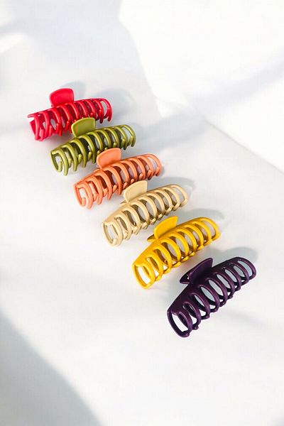 AYMETA 11 cm Large Size Scythe Model Colorful Women's Hair Clip |   Set of 6 – Strong Holding – Matte Surface