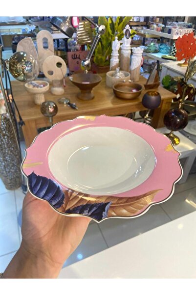 ÇIRPAN EV BEYAZ LACİVERT PORSELEN 6'LI ÇUKUR TABAK 22CM