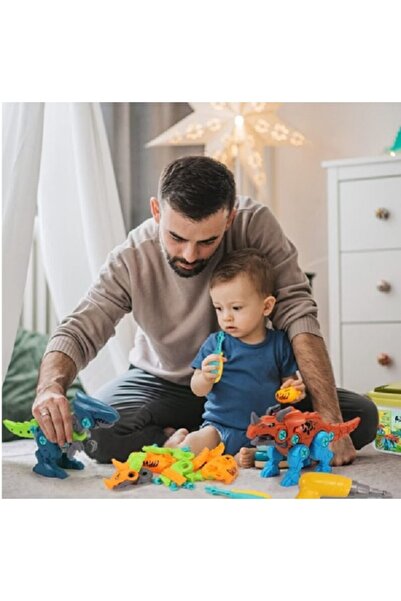 Bibilel Construction Set - 4 Dinosaurs with Electric Drill, Screwdriver & Storage Case, Multicolor