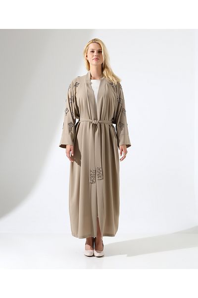 Fi'l Arz Fashion Crepe Stone Embroidery Long Abaya