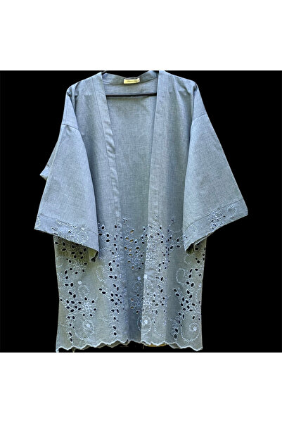 Pamuk Kumaşlı Nakışlı Handmade Beachwear & Homewear Kimono Standart Bedenlere (36-44 ARASI) Uygundur