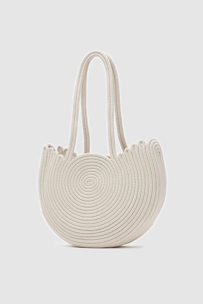 Shule Bags Gusta Straw Shoulder Bag Medium Cream