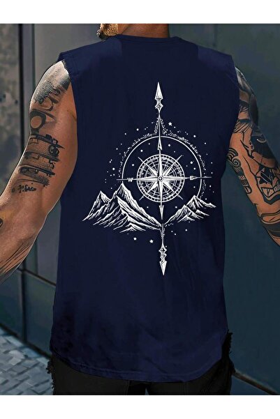 MOONBULL Ανδρικό αμάνικο μπλουζάκι με στάμπα Pusula Mountain Oversize