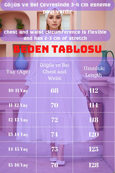 Dalikda Νεανικό/Παιδικό Κοριτσίστικο Μακρύ Βαμβακερό Φόρεμα Σιφόν Πλισέ Hijab