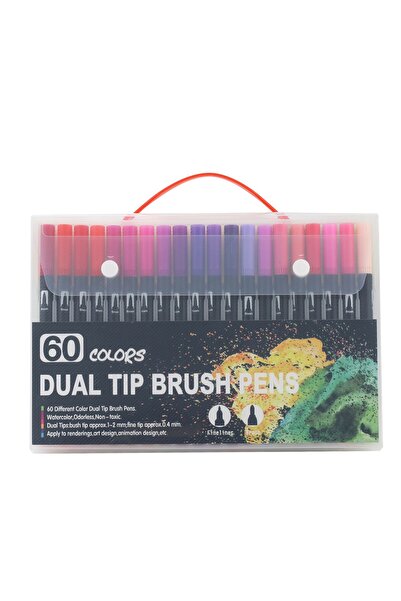 Flippy Set de 60 de markere, pe bază de apă, 2 tipuri de vârfuri, 1-2 mm, 0,4...