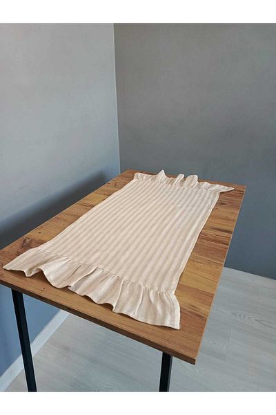 MZN Home Covoraș de in cu 2 margini cu volane 40x110