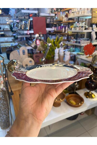 ÇIRPAN EV PEMBE MAVİ PORSELEN 6'LI PASTA TABAK 20CM