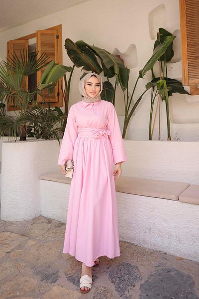 Nergis Neva Butik Front Cross Waist Hijab Dress