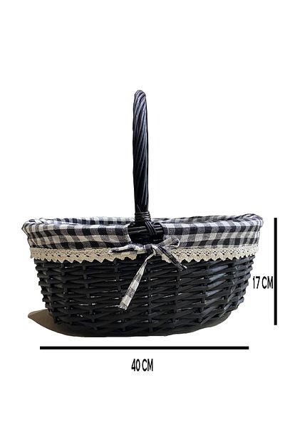 Kosova Black Basket Oval Byk 40 X 31 X 17 cm