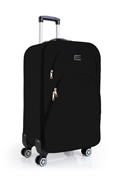 louisiana polo Orta Boy 4 Teker Kumaş Valiz Siyah 1081