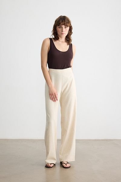 BE BLUE Natural Cotton Linen Palazzo Pants