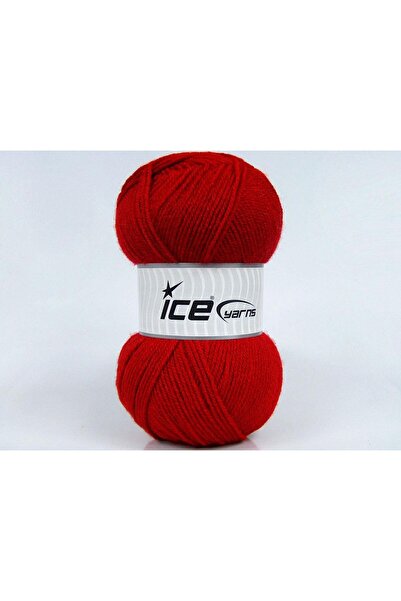 Ice yarns 4x100 جرام. خيوط أكريليك حمراء شتوية من GONCA، خيوط مسطحة، 100% أكر...