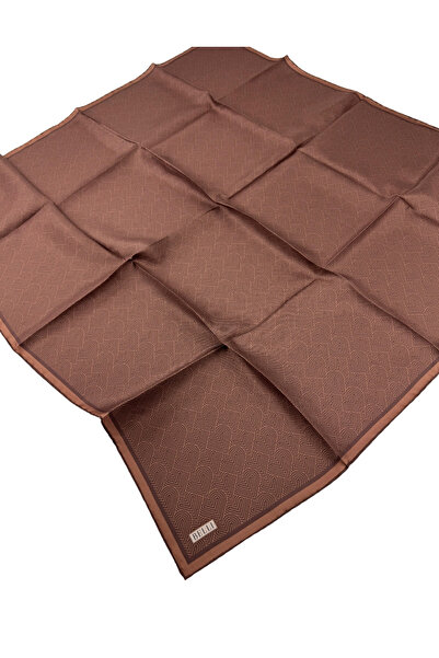 Belli Eșarfă din mătase twill 4055D- Model geometric Maro-maro-81