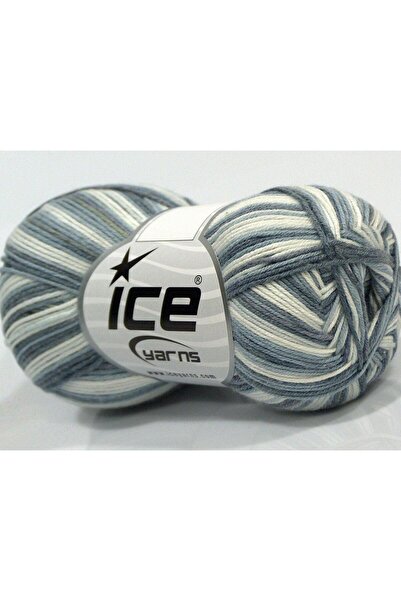 Ice yarns 6×50 جرام. خيوط صيفية للأطفال، قطن، أكريليك، أبيض، رمادي، ألوان زرق...