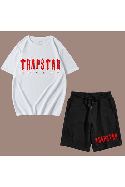 Elvino Red Text Printed Women/Men Unisex Shorts Tshirt Set
