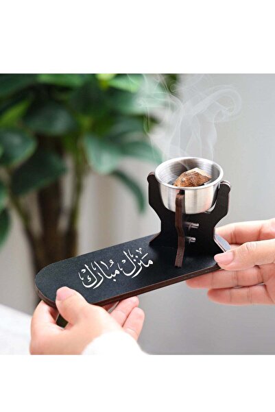 Story of candle مبخرة بخور خشبية أنيقه ومميزه تحمل عبارة "منزل مبارك" باللون ...