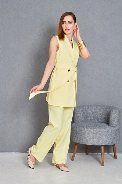 LOVELF Vestă cu centură cu nasturi aurii Set Lemon