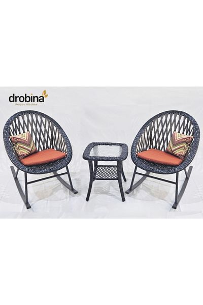 drobina طقم كراسي هزاز مع طاولة فاخر من دروبينا لون أحمر