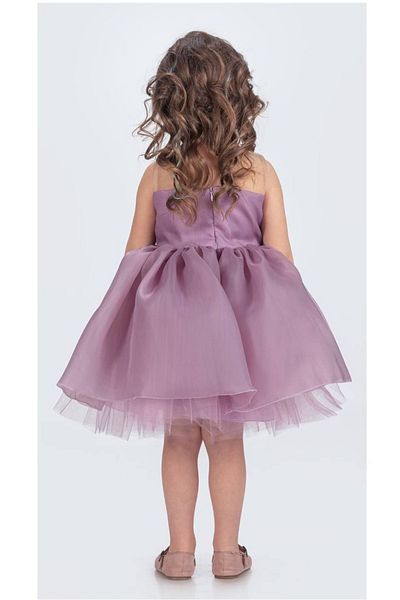 CECEYKİDS Rose Detail Girl's Evening Dress with Bracelets3-4