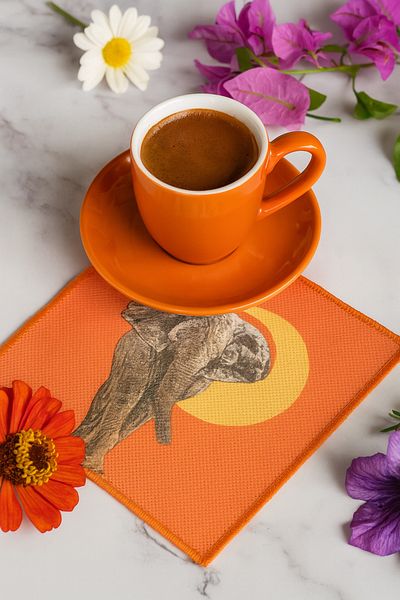 Evdek Pack of 2 Digital Printed Cocktail Napkins with Embroidery Detail Ds7