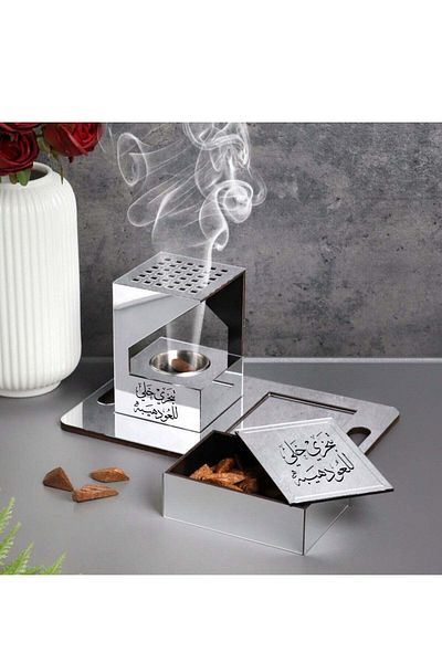 Story of candle حامل بخور أكريليك مع صندوق تخزين وصينية