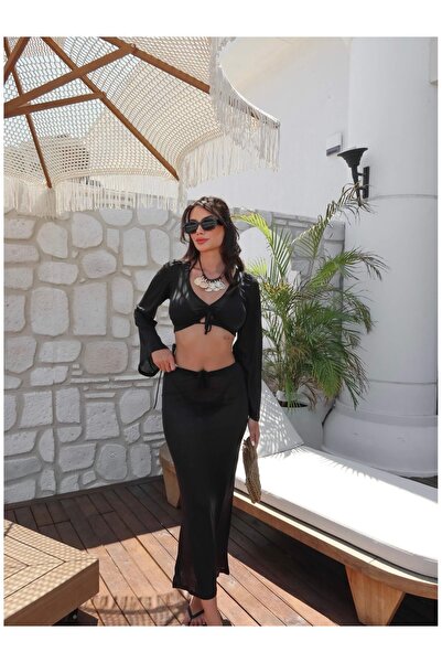 ESRAHELVACI Long Sleeve Gathered Beach Suit