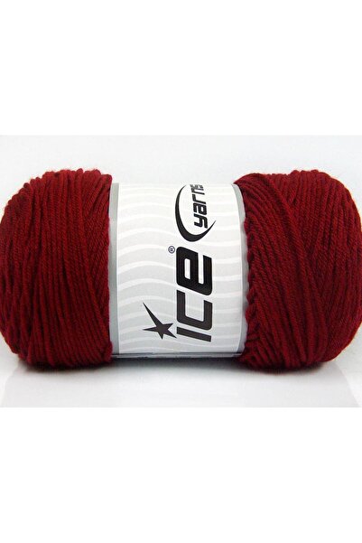 Ice yarns 2×200 جرام. خيوط شتوية حمراء داكنة، خيوط مسطحة، صوف ممشط، 100% أكري...