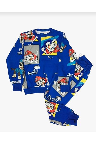 Arya Nisa Kids Σετ πιτζάμες με μακρυμάνικο μπλε μακρυμάνικο αγόρι 2 κλωστών βαμβακερό Lycra 2 τεμαχίων Paw Patrol