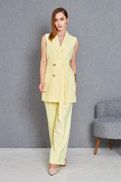 LOVELF Vestă cu centură cu nasturi aurii Set Lemon