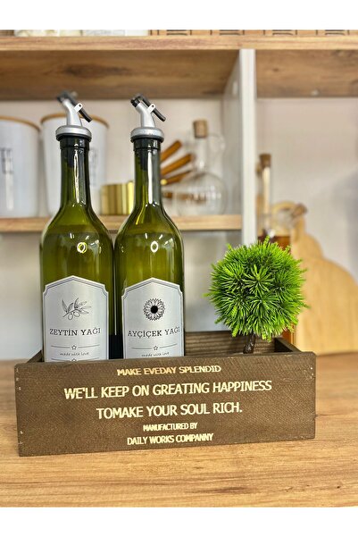 MODA OZY Copy - Amber 2-Piece 750 ml Olive Oil Liquid Oil Bottle Oil Pot Oil Pot with Wooden Stand