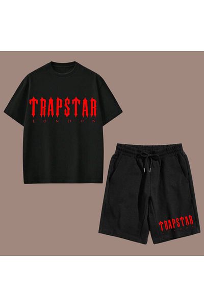 Elvino Red Text Printed Women/Men Unisex Shorts Tshirt Set