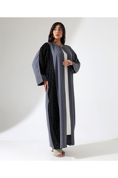 Fi'l Arz Fashion Stone Detailed Invitation Long Abaya