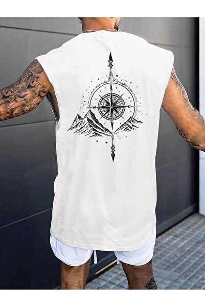 MOONBULL Ανδρικό αμάνικο μπλουζάκι με στάμπα Pusula Mountain Oversize