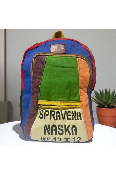 Old Cotton Quality Colorful Vintage Casual Design Daily Backpack Travel School Travel Bag 28 cm X 37 cm