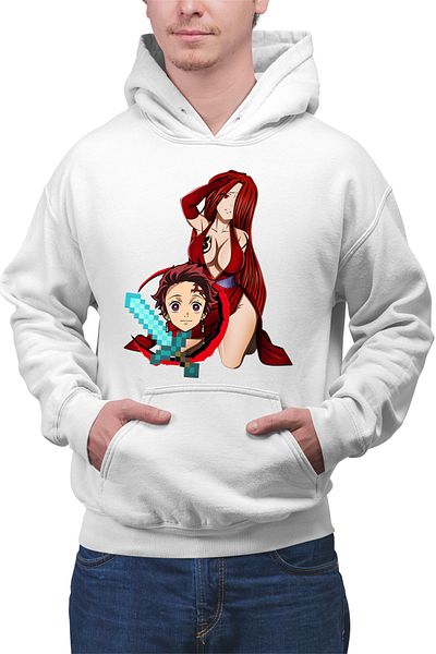 OEM Men's hoodie Fairy Tail Demon Slayer Erza Tanjirou Minecraft