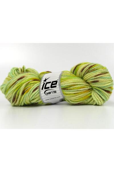 Ice yarns 3x100 جرام. صوف عضوي سميك مصبوغ يدويًا بألوان بني، كريمي، ذهبي، أخض...