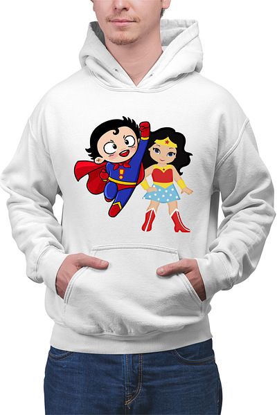 OEM Men's Hoodie Superman Wonder Woman Cartoon Hero Comics
