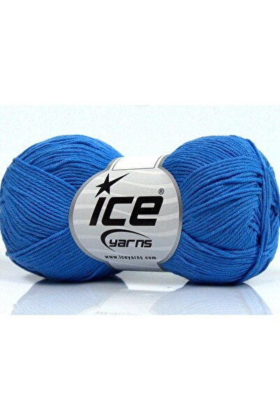 Ice yarns 8x50 جرام. قطن نقي فاخر، أزرق للأطفال، خيوط صيفية، قطن، 100% قطن