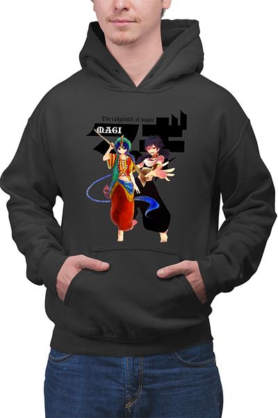 OEM Men's Hoodie Magi The Labyrinth of Magic Alladin Judar Fight Pose Logo