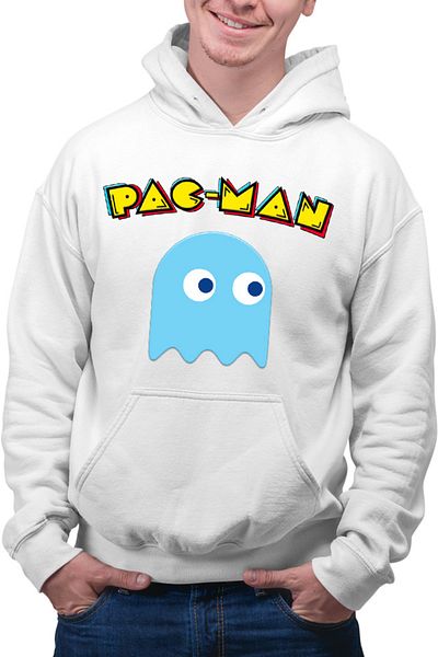 OEM Men's hoodie Pac Man Blue Ghost Monster Logo