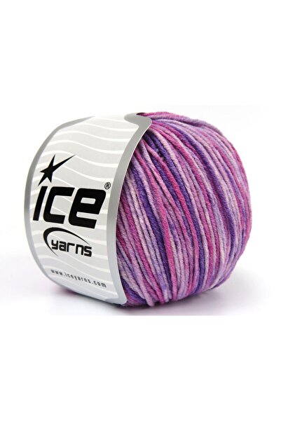 Ice yarns 8x50 جرام. خيوط صيفية من الأكريليك والقطن بألوان الليلك والوردي، تص...