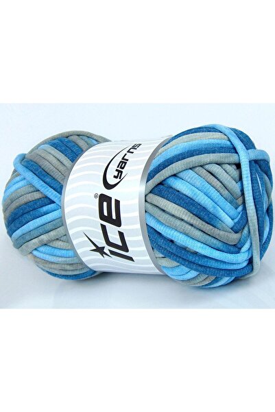 Ice yarns 1×250 جرام. خيوط قطنية جامبو ملونة، درجات اللون الأزرق القطني، درجا...