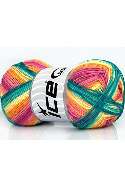 Ice yarns مجموعة من 4 × 100 جرام من خيوط Ice Yarns BISCUIT بألوان خضراء وذهبي...